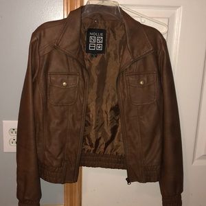 Tan Leather zip up jacket